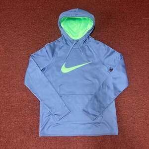 Nike Women's Therma-FIT Pullover Hoodie Purple with Teal Swoosh Thumb Holes